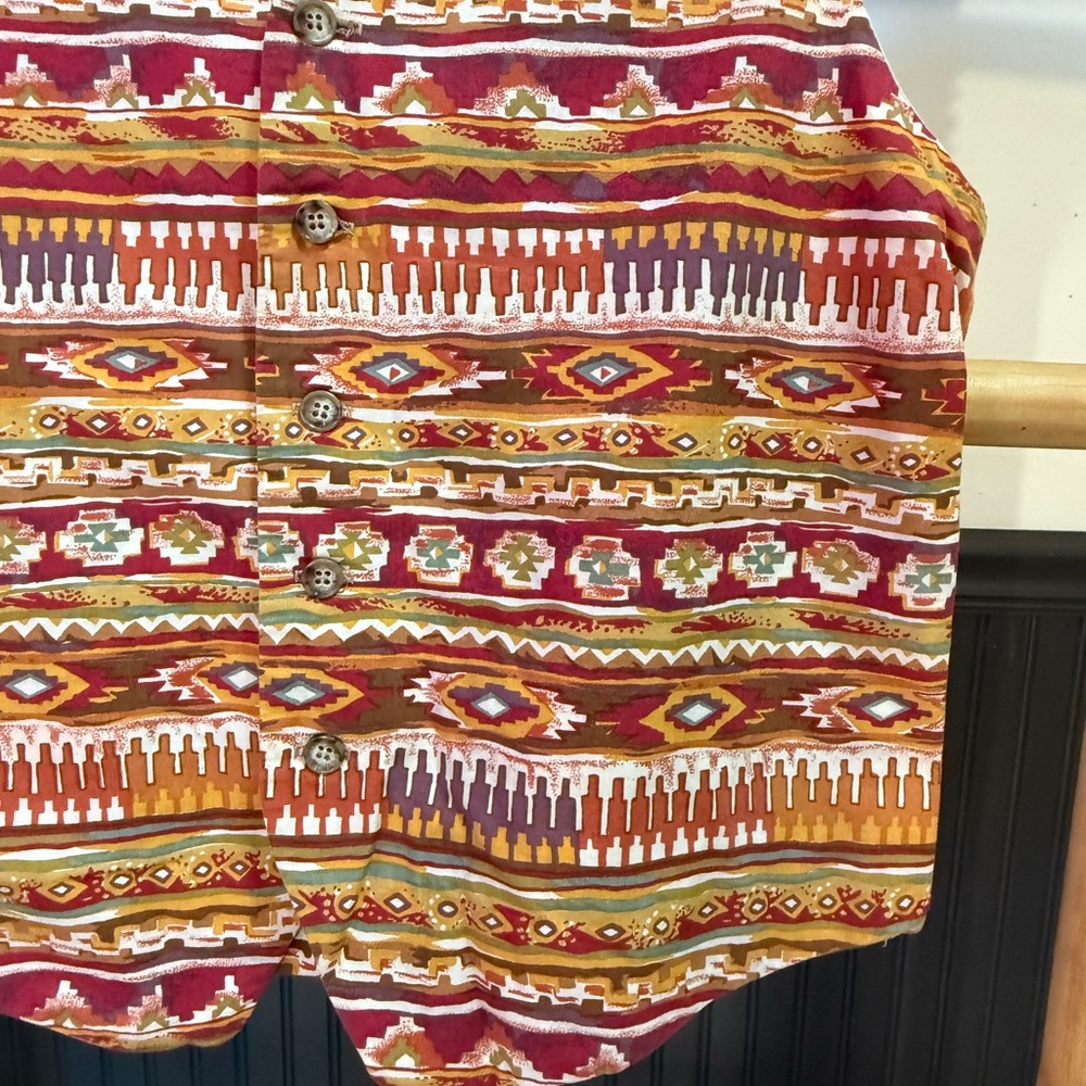 Vintage Scott Taylor Southwestern Aztec Tapestry Vest Boho Button Front~12💚🍄 - Picture 3 of 8